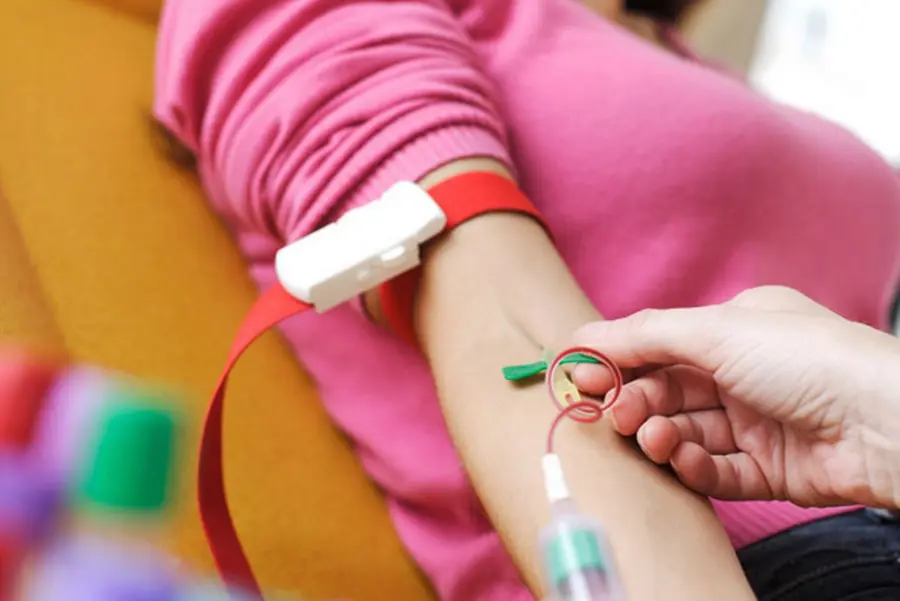 Close-up of a blood draw during a HYATT home visit